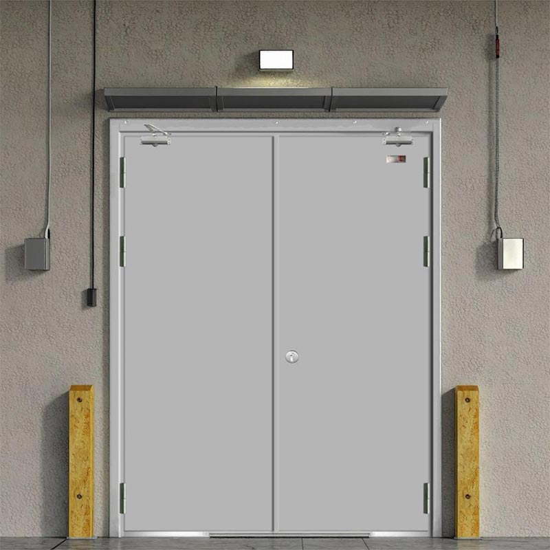 Porta ignífuga de aceiro e madeira para almacenamento